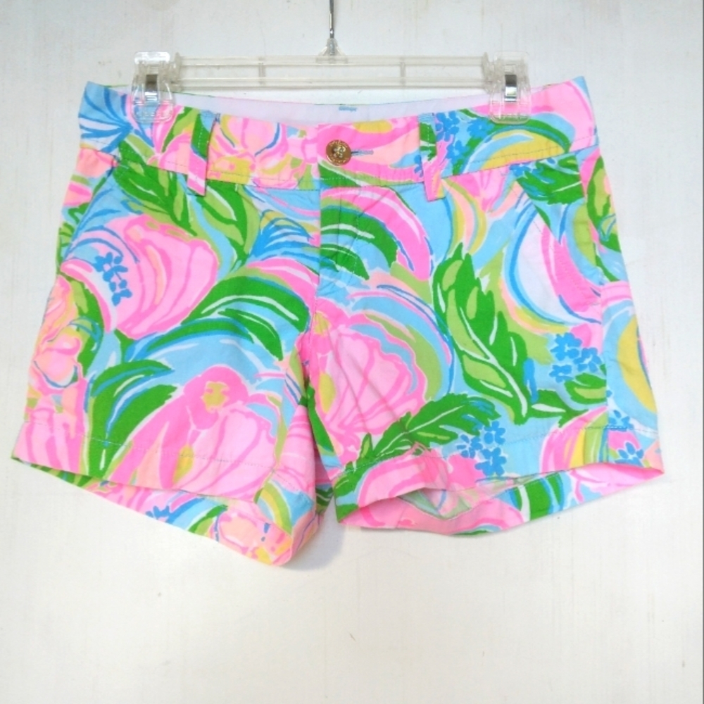 Lilly Pulitzer Womens Size 0 Callahan Colorful Coral Shorts Coastal Whimsical